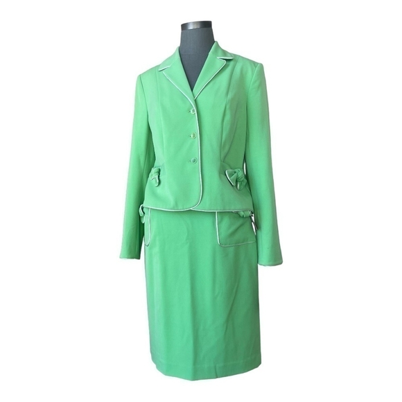 Women Pencil Skirt Suit Studio G Lime Green Blazer & Skirt Set Office Style Suit - Picture 6 of 13